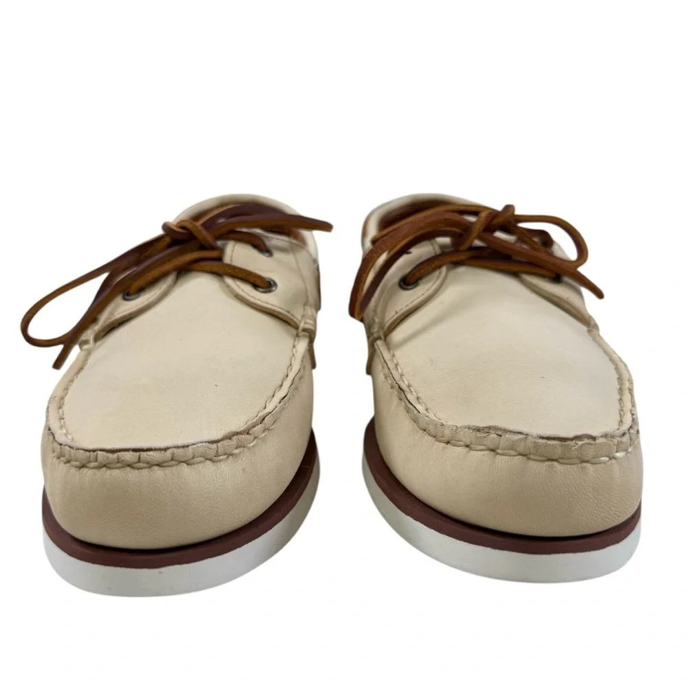 Allen Edmonds Force 10 Boat Shoes in Color Bone Leather Men's Size 9D